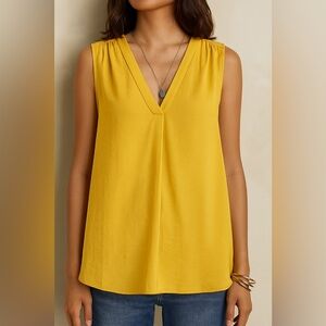 Vince Camuto Vibrant Yellow V-Neck Blouse